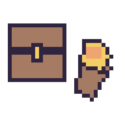 Pixel art Coffre Minecraft 16 × 16 et Torche Minecraft 16 × 16, grille 32 × 32