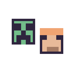 Pixel art Creeper Minecraft 16 × 16 et Alex Minecraft 16 × 16, grille 32 × 32