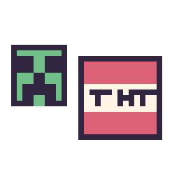 Pixel art Creeper Minecraft 16 × 16 et Bloc tnt Minecraft 16 × 16, grille 32 × 32