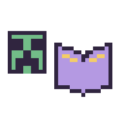 Pixel art Creeper Minecraft 16 × 16 et Livre enchante Minecraft 16 × 16, grille 32 × 32