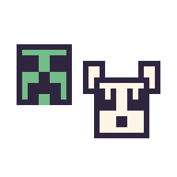 Pixel art Creeper Minecraft 16 × 16 et Panda Minecraft 16 × 16, grille 32 × 32