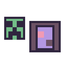 Pixel art Creeper Minecraft 16 × 16 et Portail nether Minecraft 16 × 16, grille 32 × 32