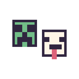 Pixel art Creeper Minecraft 16 × 16 et Poule Minecraft 16 × 16, grille 32 × 32