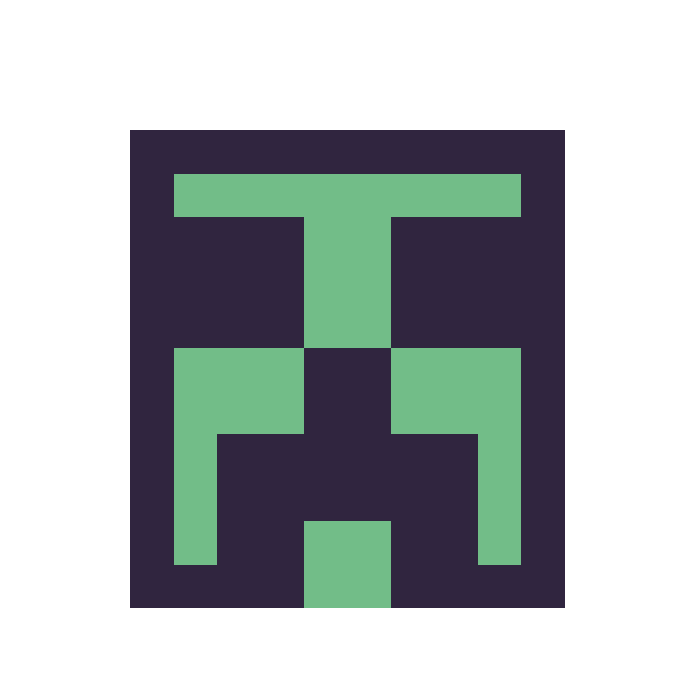 Modèle de pixel art Creeper Minecraft 16 × 16 sur une grille de 16 par 16 cases