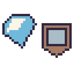 Pixel art Diamant Minecraft 16 × 16 et Bouclier Minecraft 16 × 16, grille 32 × 32