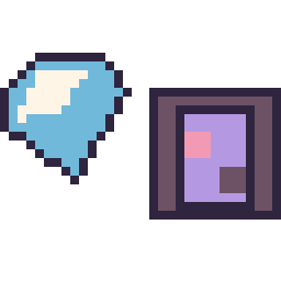 Pixel art Diamant Minecraft 16 × 16 et Portail nether Minecraft 16 × 16, grille 32 × 32
