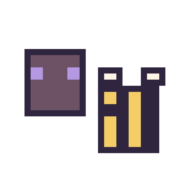 Modèle de pixel art Enderman Minecraft 16 × 16 et Abeille Minecraft 16 × 16 sur une grille de 32 par 32 cases