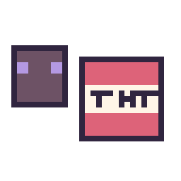 Pixel art Enderman Minecraft 16 × 16 et Bloc tnt Minecraft 16 × 16, grille 32 × 32