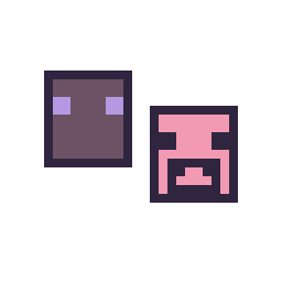 Pixel art Enderman Minecraft 16 × 16 et Cochon Minecraft 16 × 16, grille 32 × 32