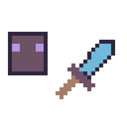 Pixel art Enderman Minecraft 16 × 16 et Epee diamant Minecraft 16 × 16, grille 32 × 32