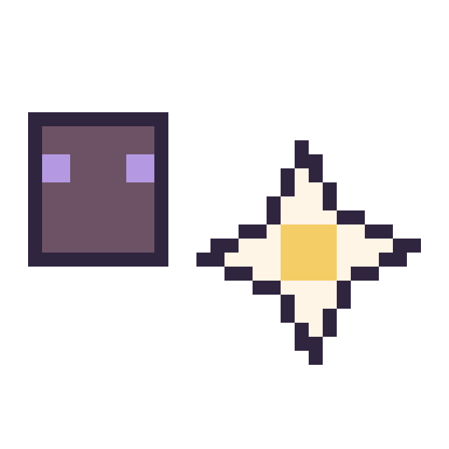 Modèle de pixel art Enderman Minecraft 16 × 16 et Etoile nether Minecraft 16 × 16 sur une grille de 32 par 32 cases