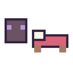 Pixel art Enderman Minecraft 16 × 16 et Lit Minecraft 16 × 16, grille 32 × 32