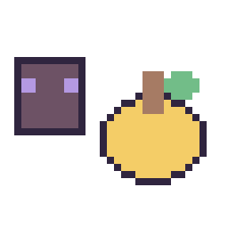 Pixel art Enderman Minecraft 16 × 16 et Pomme doree Minecraft 16 × 16, grille 32 × 32