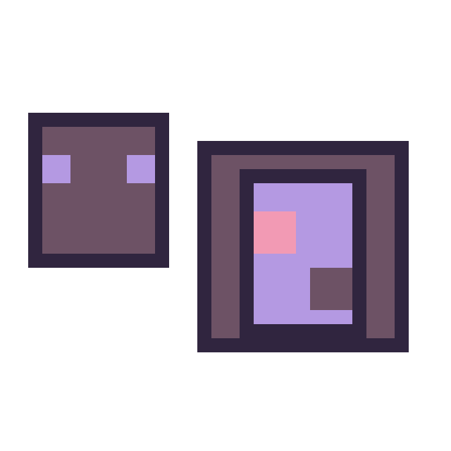 Modèle de pixel art Enderman Minecraft 16 × 16 et Portail nether Minecraft 16 × 16 sur une grille de 32 par 32 cases