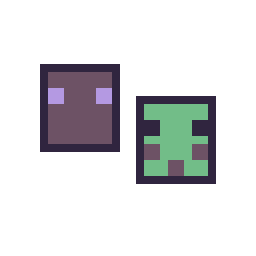 Pixel art Enderman Minecraft 16 × 16 et Slime Minecraft 16 × 16, grille 32 × 32