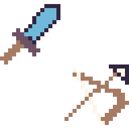 Pixel art Epee diamant Minecraft 16 × 16 et Arc Minecraft 16 × 16, grille 32 × 32