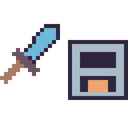 Pixel art Epee diamant Minecraft 16 × 16 et Four Minecraft 16 × 16, grille 32 × 32