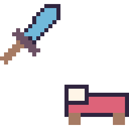 Pixel art Epee diamant Minecraft 16 × 16 et Lit Minecraft 16 × 16, grille 32 × 32