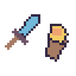 Pixel art Epee diamant Minecraft 16 × 16 et Torche Minecraft 16 × 16, grille 32 × 32