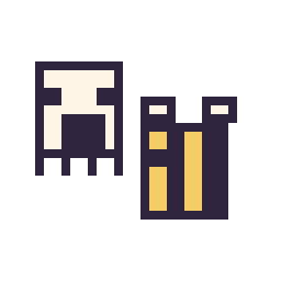 Pixel art Ghast Minecraft 16 × 16 et Abeille Minecraft 16 × 16, grille 32 × 32