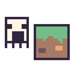 Pixel art Ghast Minecraft 16 × 16 et Bloc herbe Minecraft 16 × 16, grille 32 × 32