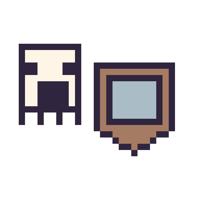 Modèle de pixel art Ghast Minecraft 16 × 16 et Bouclier Minecraft 16 × 16 sur une grille de 32 par 32 cases