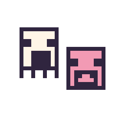 Pixel art Ghast Minecraft 16 × 16 et Cochon Minecraft 16 × 16, grille 32 × 32