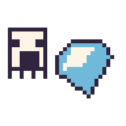 Pixel art Ghast Minecraft 16 × 16 et Diamant Minecraft 16 × 16, grille 32 × 32