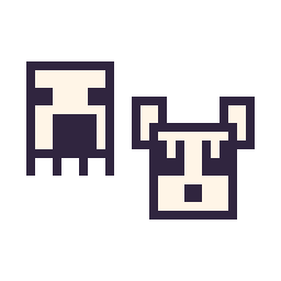 Pixel art Ghast Minecraft 16 × 16 et Panda Minecraft 16 × 16, grille 32 × 32