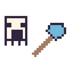 Pixel art Ghast Minecraft 16 × 16 et Pelle diamant Minecraft 16 × 16, grille 32 × 32