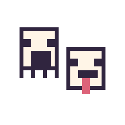 Pixel art Ghast Minecraft 16 × 16 et Poule Minecraft 16 × 16, grille 32 × 32