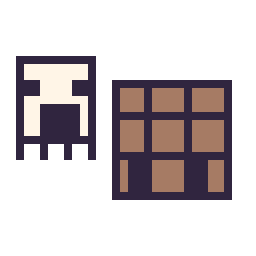 Pixel art Ghast Minecraft 16 × 16 et Table craft Minecraft 16 × 16, grille 32 × 32