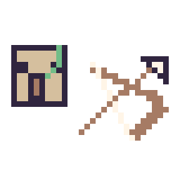 Pixel art Golem de fer Minecraft 16 × 16 et Arc Minecraft 16 × 16, grille 32 × 32