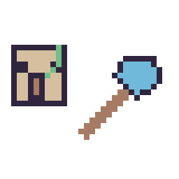 Pixel art Golem de fer Minecraft 16 × 16 et Pelle diamant Minecraft 16 × 16, grille 32 × 32