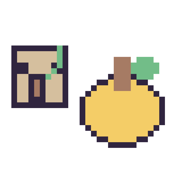 Modèle de pixel art Golem de fer Minecraft 16 × 16 et Pomme doree Minecraft 16 × 16 sur une grille de 32 par 32 cases