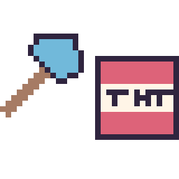Pixel art Hache diamant Minecraft 16 × 16 et Bloc tnt Minecraft 16 × 16, grille 32 × 32