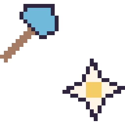 Pixel art Hache diamant Minecraft 16 × 16 et Etoile nether Minecraft 16 × 16, grille 32 × 32
