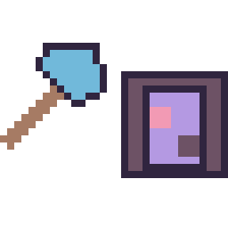 Pixel art Hache diamant Minecraft 16 × 16 et Portail nether Minecraft 16 × 16, grille 32 × 32