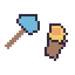 Pixel art Hache diamant Minecraft 16 × 16 et Torche Minecraft 16 × 16, grille 32 × 32