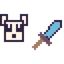 Pixel art Panda Minecraft 16 × 16 et Epee diamant Minecraft 16 × 16, grille 32 × 32