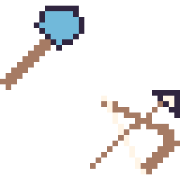 Pixel art Pelle diamant Minecraft 16 × 16 et Arc Minecraft 16 × 16, grille 32 × 32