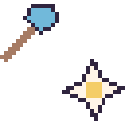 Pixel art Pelle diamant Minecraft 16 × 16 et Etoile nether Minecraft 16 × 16, grille 32 × 32
