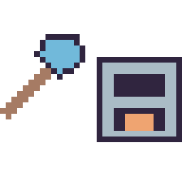 Pixel art Pelle diamant Minecraft 16 × 16 et Four Minecraft 16 × 16, grille 32 × 32