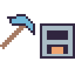 Pixel art Pioche diamant Minecraft 16 × 16 et Four Minecraft 16 × 16, grille 32 × 32