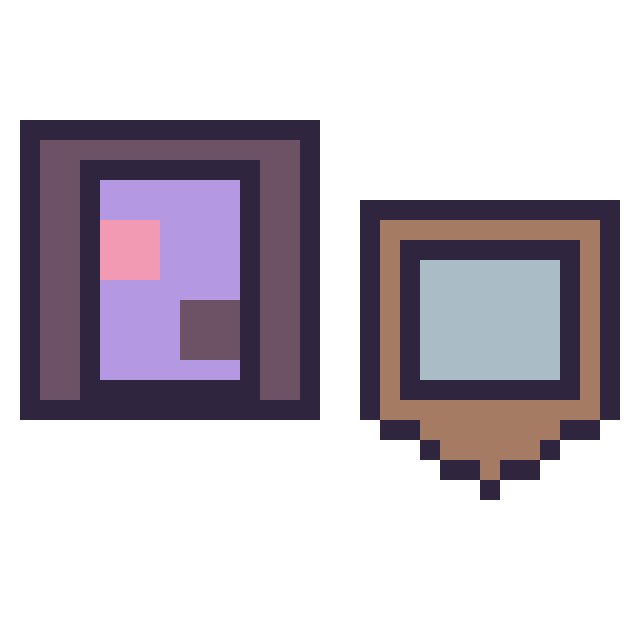 Modèle de pixel art Portail nether Minecraft 16 × 16 et Bouclier Minecraft 16 × 16 sur une grille de 32 par 32 cases