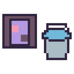 Pixel art Portail nether Minecraft 16 × 16 et Seau eau Minecraft 16 × 16, grille 32 × 32