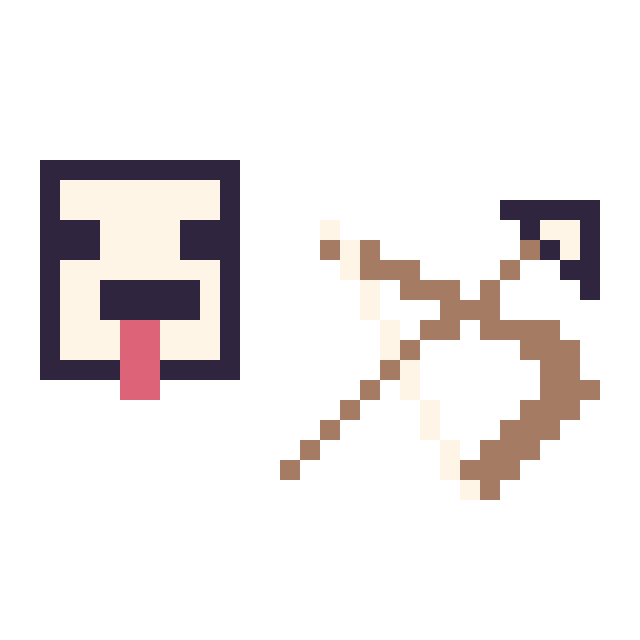 Modèle de pixel art Poule Minecraft 16 × 16 et Arc Minecraft 16 × 16 sur une grille de 32 par 32 cases