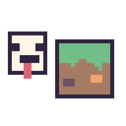 Pixel art Poule Minecraft 16 × 16 et Bloc herbe Minecraft 16 × 16, grille 32 × 32