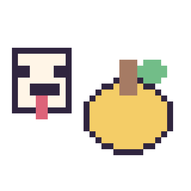 Modèle de pixel art Poule Minecraft 16 × 16 et Pomme doree Minecraft 16 × 16 sur une grille de 32 par 32 cases