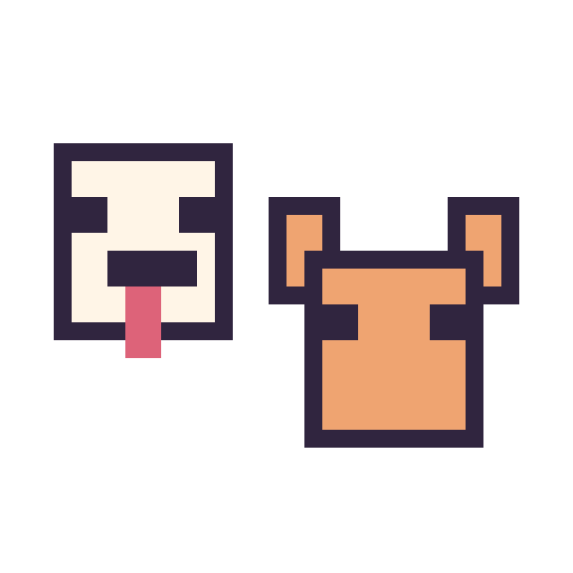 Modèle de pixel art Poule Minecraft 16 × 16 et Renard Minecraft 16 × 16 sur une grille de 32 par 32 cases
